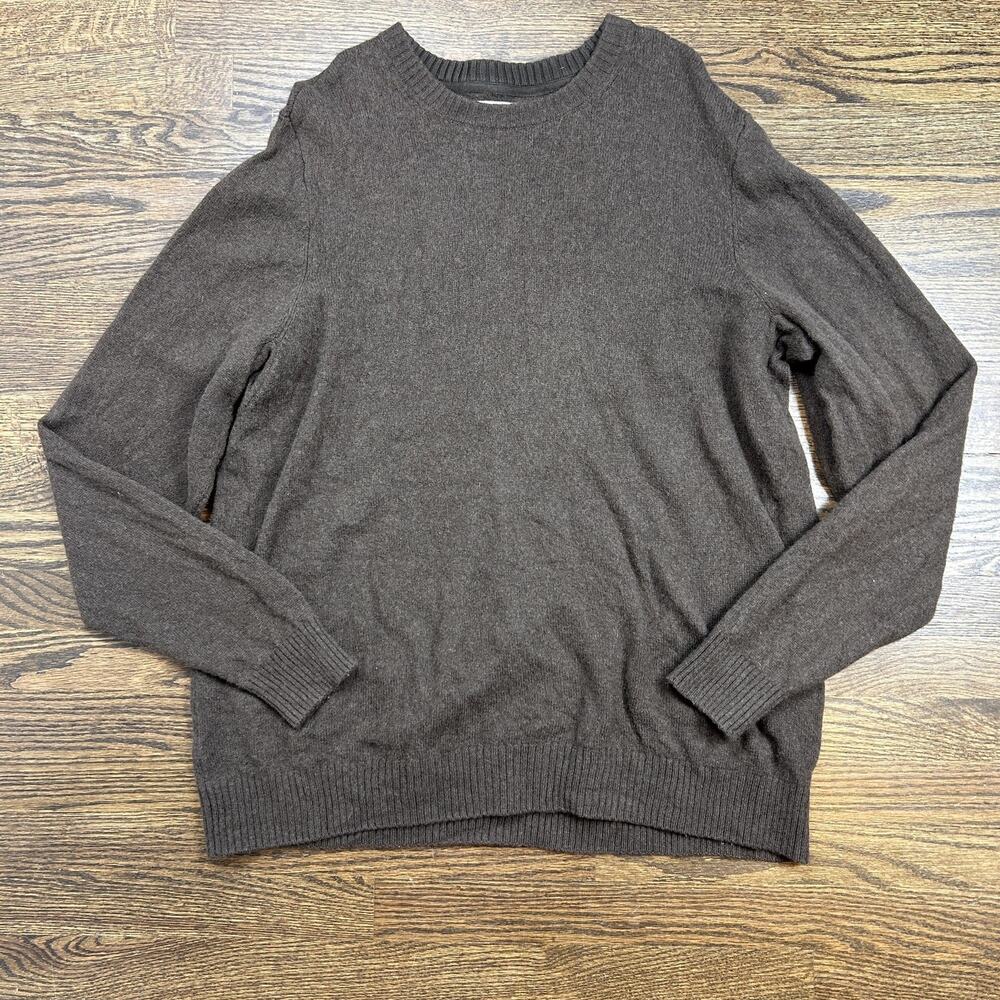 Duluth Trading Co Sweater Mens XLT Brown Lambswool Blend Crew Neck Pullover Knit